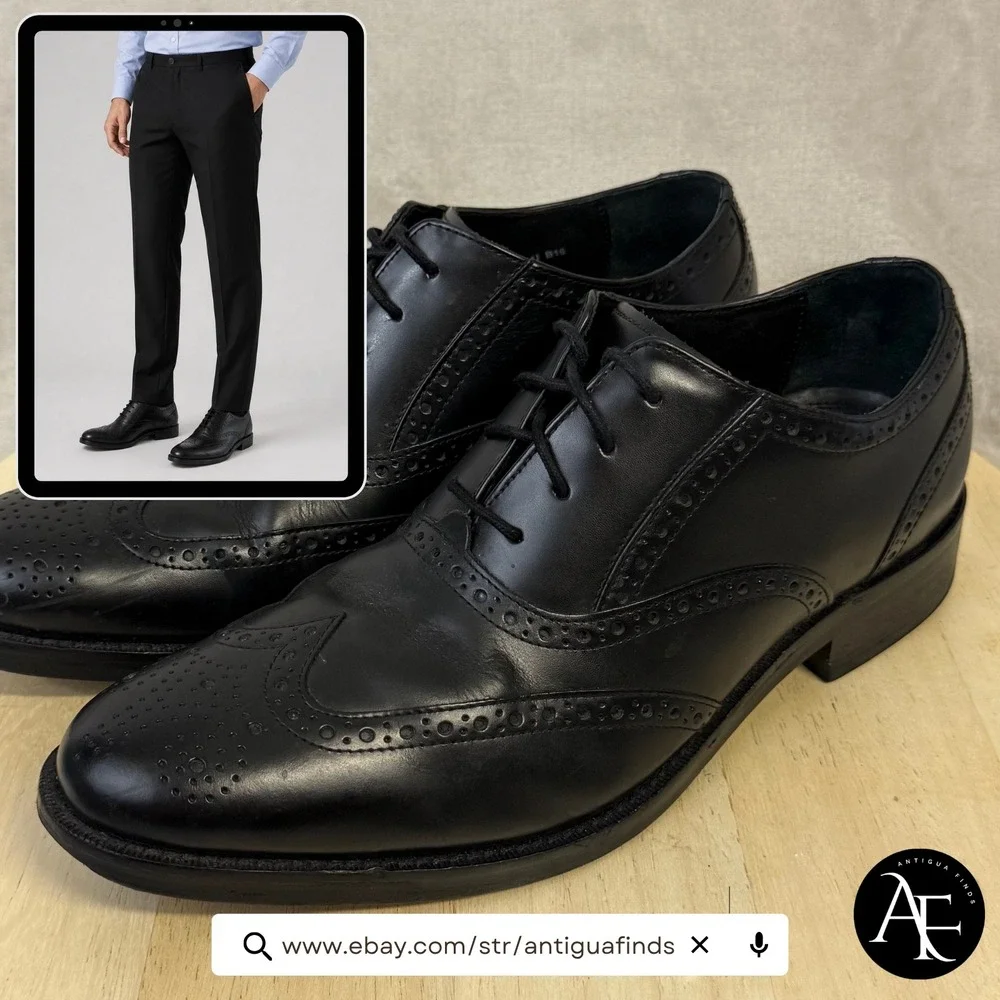 Johnston & Murphy Optima Mens Black Leather Cap Toe Oxford Shoes 10.5 E 22-2981